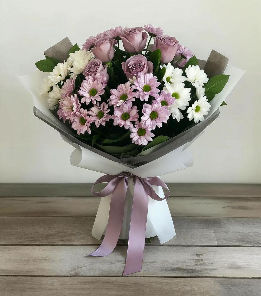 Букет цветов из: Хризантемы и Розы в Новошахтинском