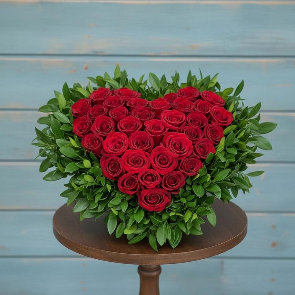 Цветочная композиция из Розы в виде сердца в Новошахтинском