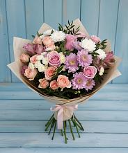 Букет цветов из:  Хризантемы, Розы и Альстромерии #REPLACE_PRED# Новошахтинском